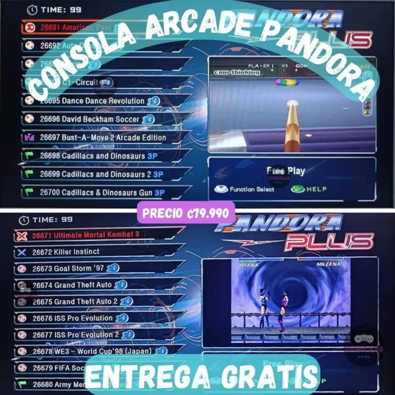 Consola Arcade Pandora 3D 26800 juegos Consolas Retro CR Costa Rica