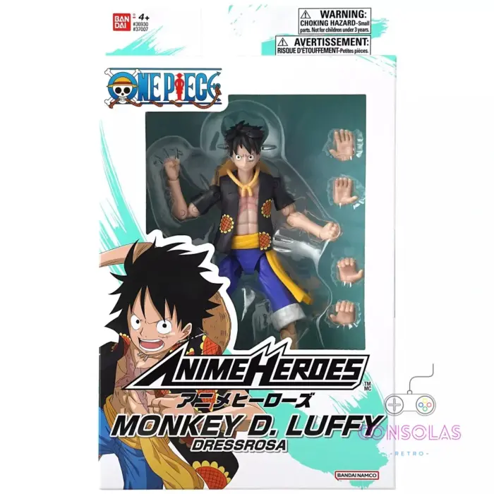 Figura oficial Anime Heroes Monkey D. Luffy Dressrosa One Piece Bandai 16.5 cm
